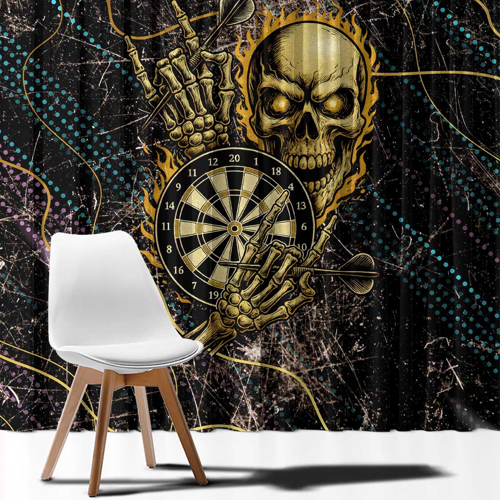 Personalized Skull and Darts Graphic Window Curtain with Neon Design - Wonder Print Shop