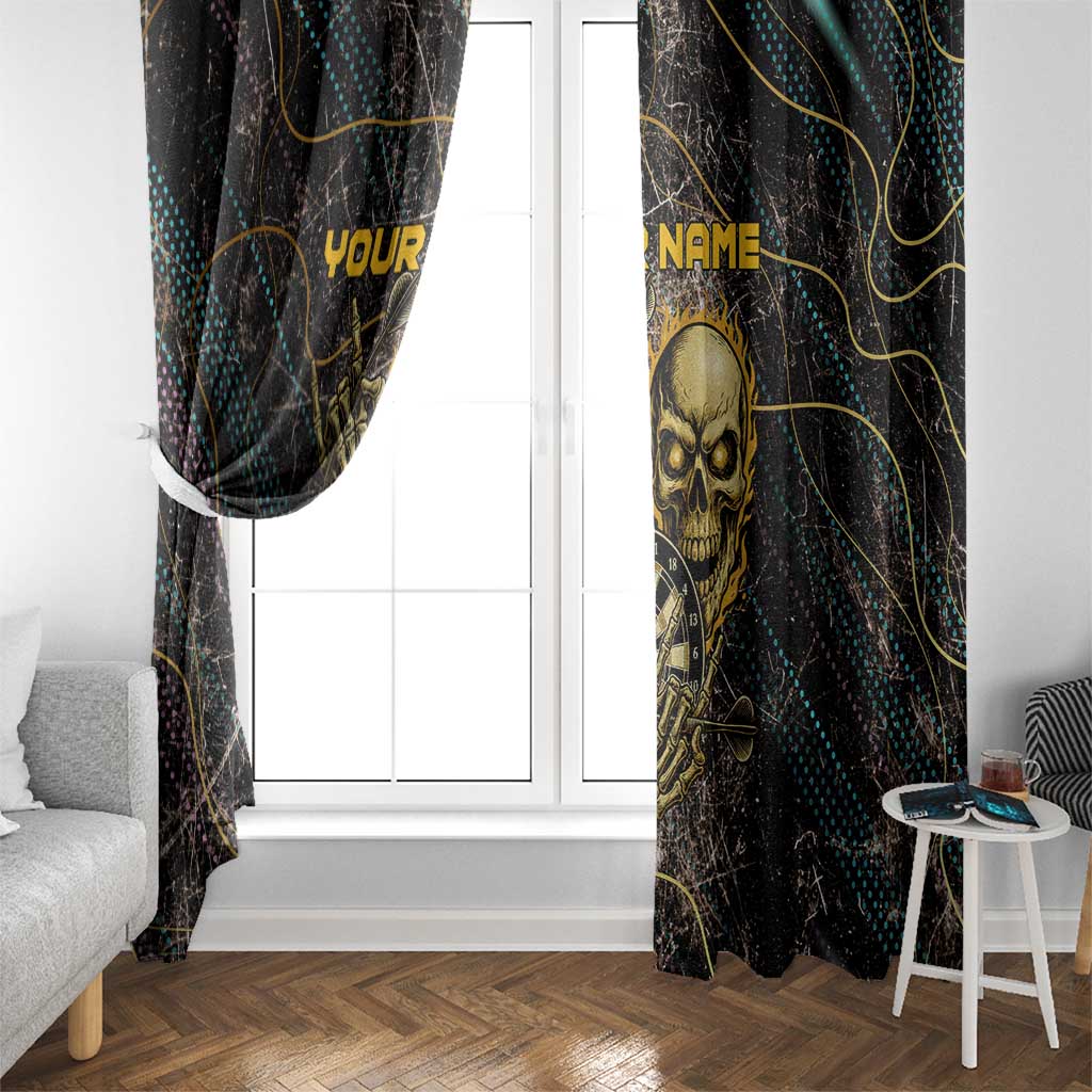 Personalized Skull and Darts Graphic Window Curtain with Neon Design - Wonder Print Shop