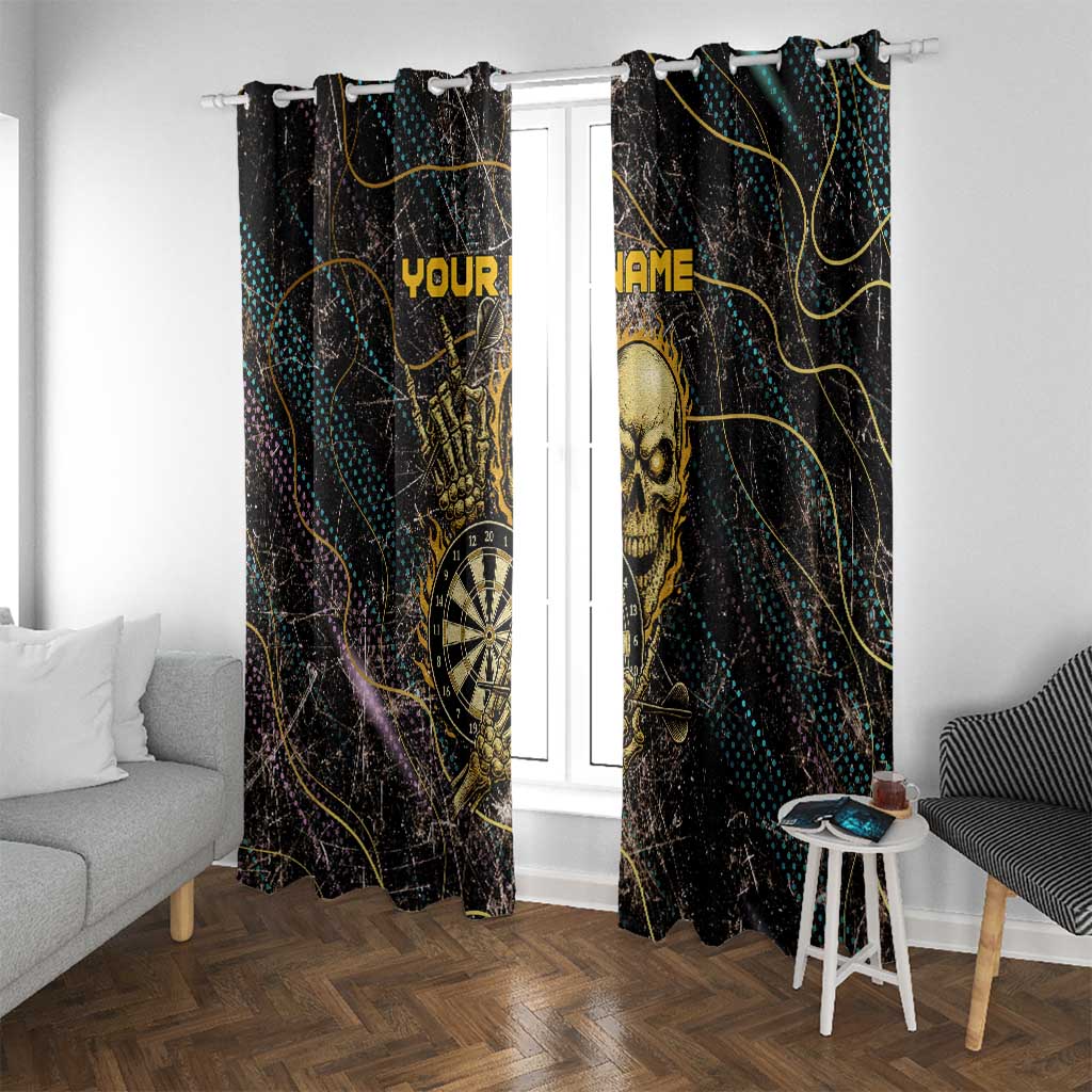 Personalized Skull and Darts Graphic Window Curtain with Neon Design - Wonder Print Shop