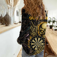 Personalized Skull and Darts Graphic Women Casual Shirt with Neon Design - Wonder Print Shop