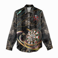 Personalized Skull and Darts Graphic Women Casual Shirt with Neon Design - Wonder Print Shop