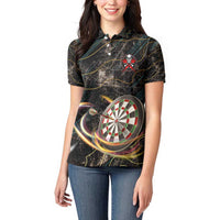 Personalized Skull and Darts Graphic Women Polo Shirt with Neon Design - Wonder Print Shop