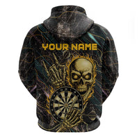 Personalized Skull and Darts Graphic Zip Hoodie with Neon Design - Wonder Print Shop