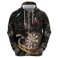 Personalized Skull and Darts Graphic Zip Hoodie with Neon Design - Wonder Print Shop