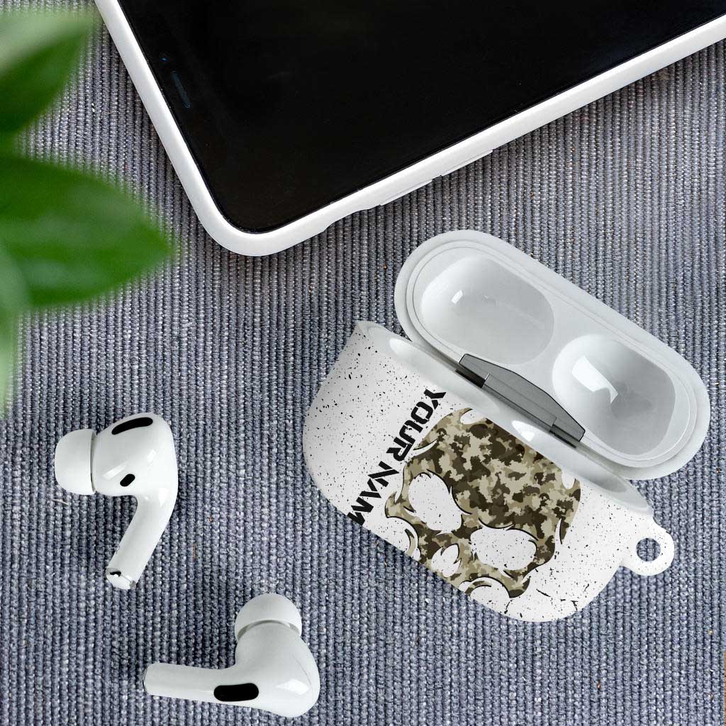 Personalized Camouflage Skull and American Flag Darts AirPods Case - Wonder Print Shop