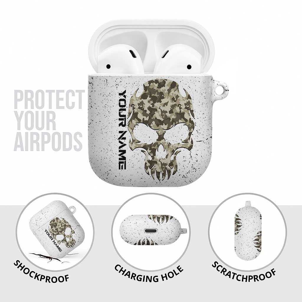 Personalized Camouflage Skull and American Flag Darts AirPods Case - Wonder Print Shop
