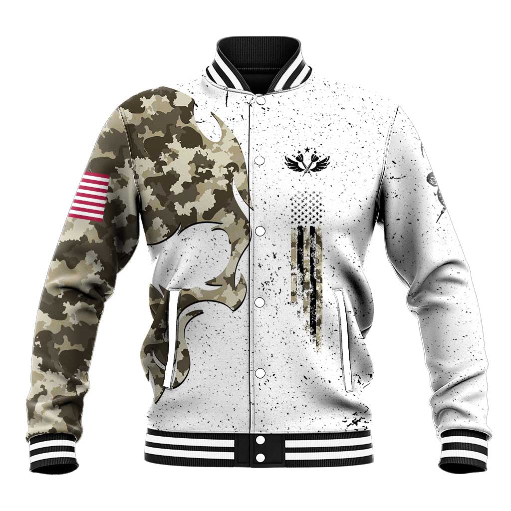 Personalized Camouflage Skull and American Flag Darts Baseball Jacket - Wonder Print Shop