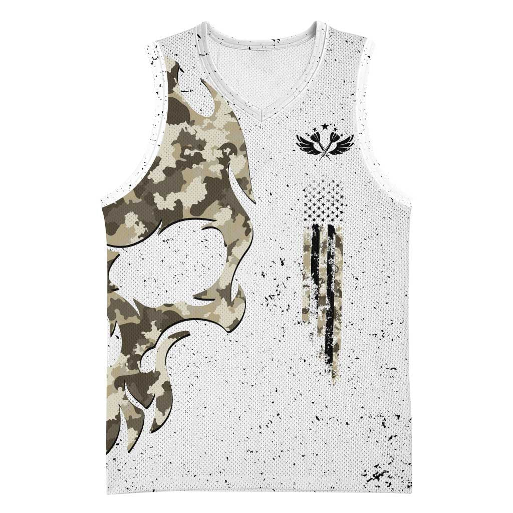 Personalized Camouflage Skull and American Flag Darts Basketball Jersey - Wonder Print Shop