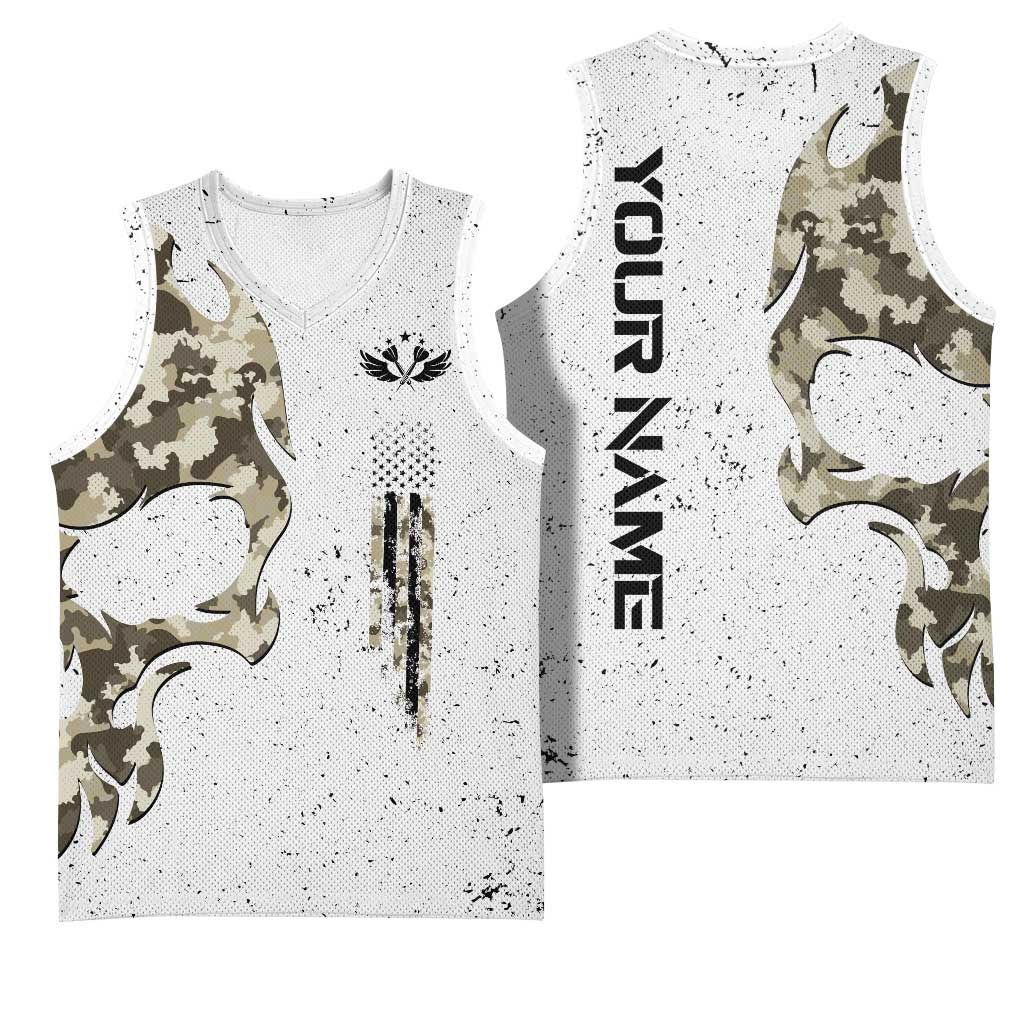 Personalized Camouflage Skull and American Flag Darts Basketball Jersey - Wonder Print Shop