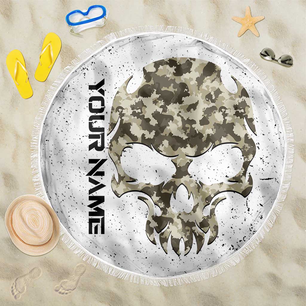 Personalized Camouflage Skull and American Flag Darts Beach Blanket - Wonder Print Shop