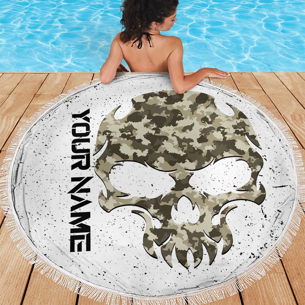 Personalized Camouflage Skull and American Flag Darts Beach Blanket - Wonder Print Shop
