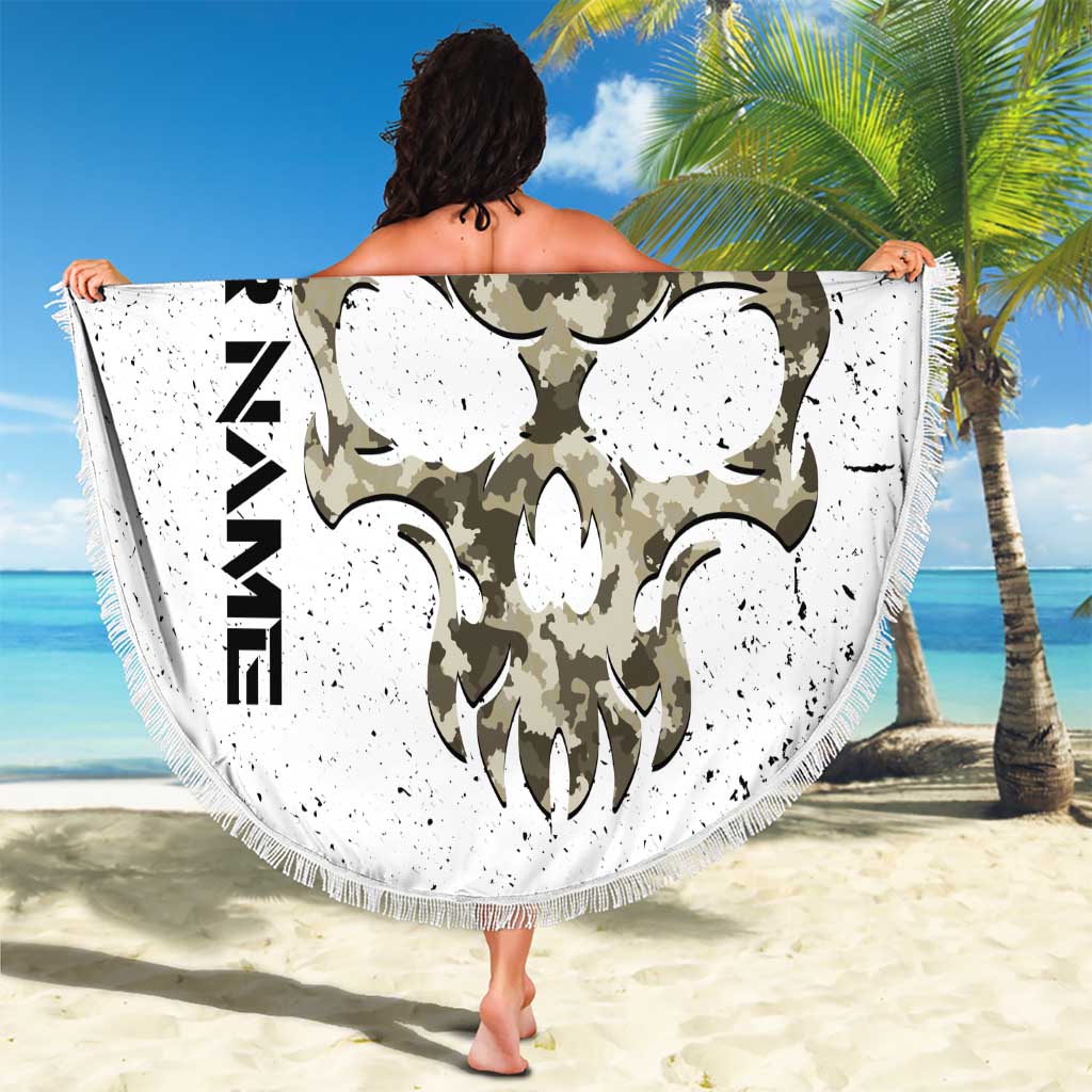 Personalized Camouflage Skull and American Flag Darts Beach Blanket - Wonder Print Shop