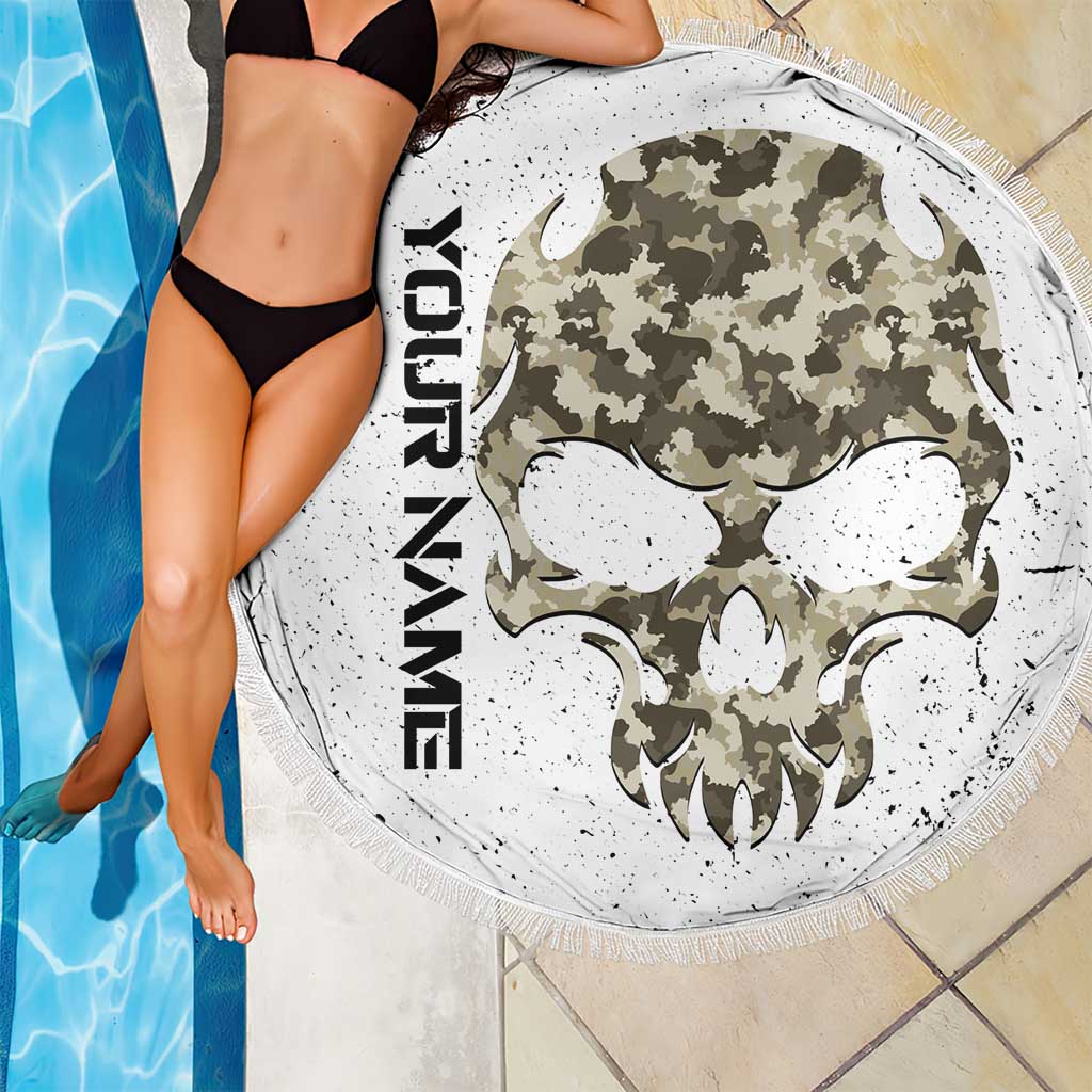 Personalized Camouflage Skull and American Flag Darts Beach Blanket - Wonder Print Shop