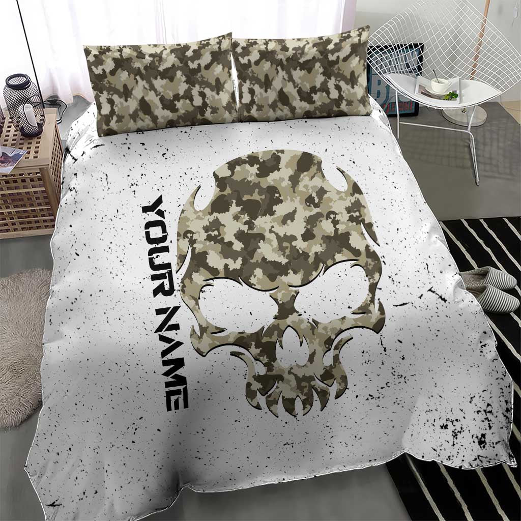 Personalized Camouflage Skull and American Flag Darts Bedding Set - Wonder Print Shop