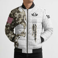 Personalized Camouflage Skull and American Flag Darts Bomber Puffer Jacket - Wonder Print Shop