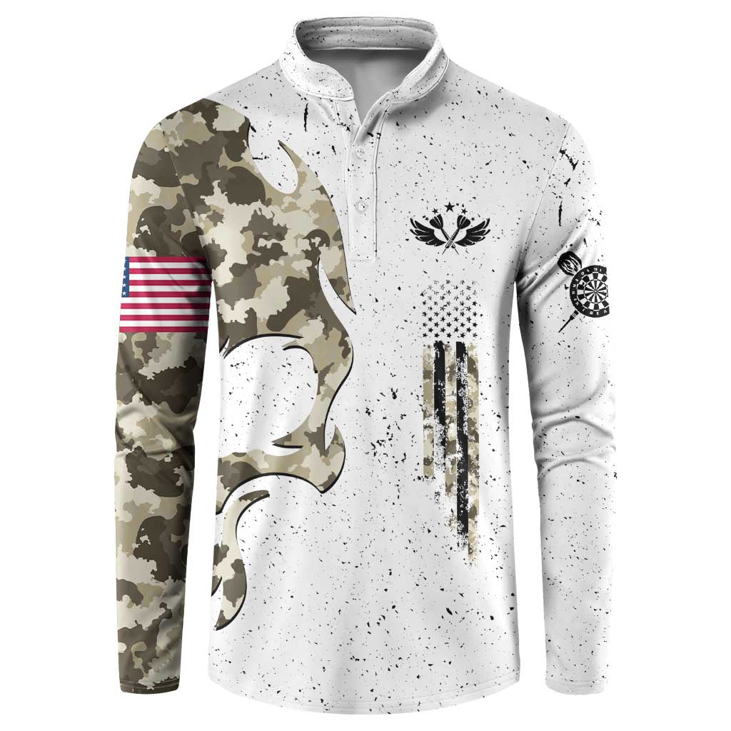 Personalized Camouflage Skull and American Flag Darts Button Sweatshirt - Wonder Print Shop