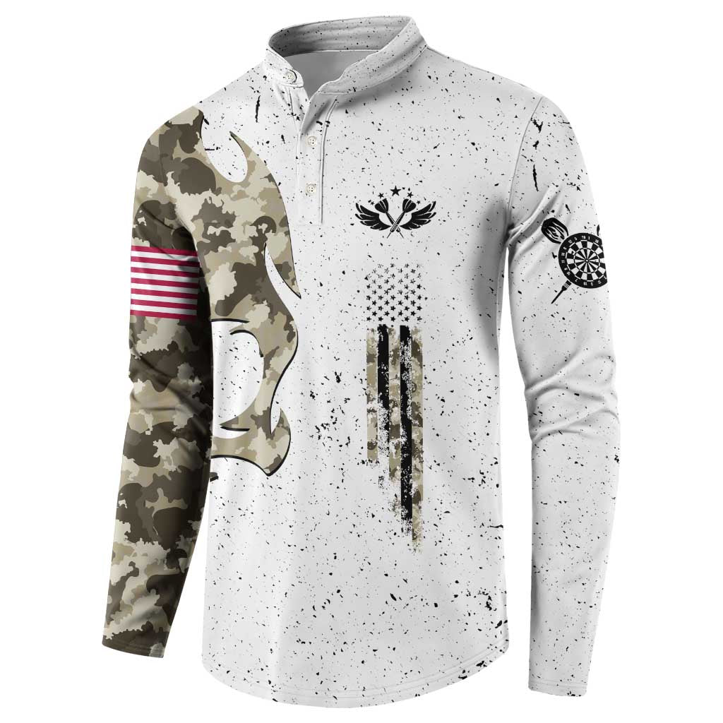 Personalized Camouflage Skull and American Flag Darts Button Sweatshirt - Wonder Print Shop