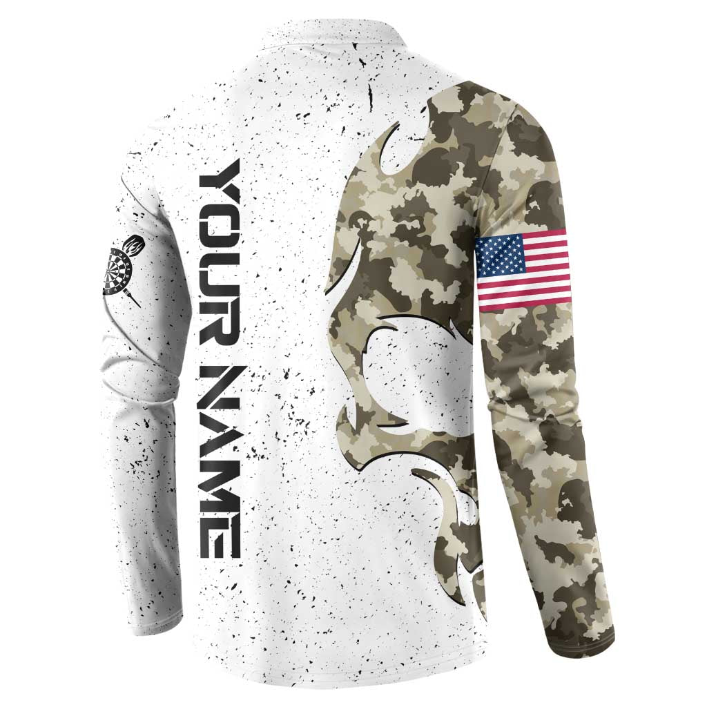 Personalized Camouflage Skull and American Flag Darts Button Sweatshirt - Wonder Print Shop
