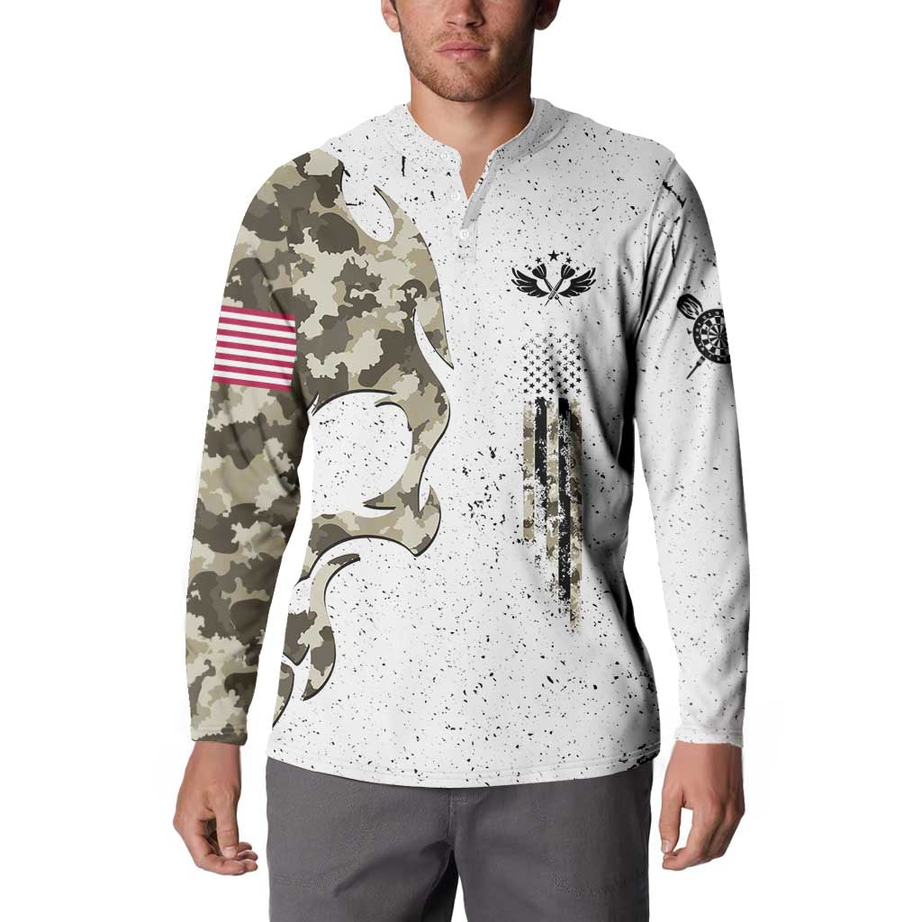 Personalized Camouflage Skull and American Flag Darts Button Sweatshirt - Wonder Print Shop