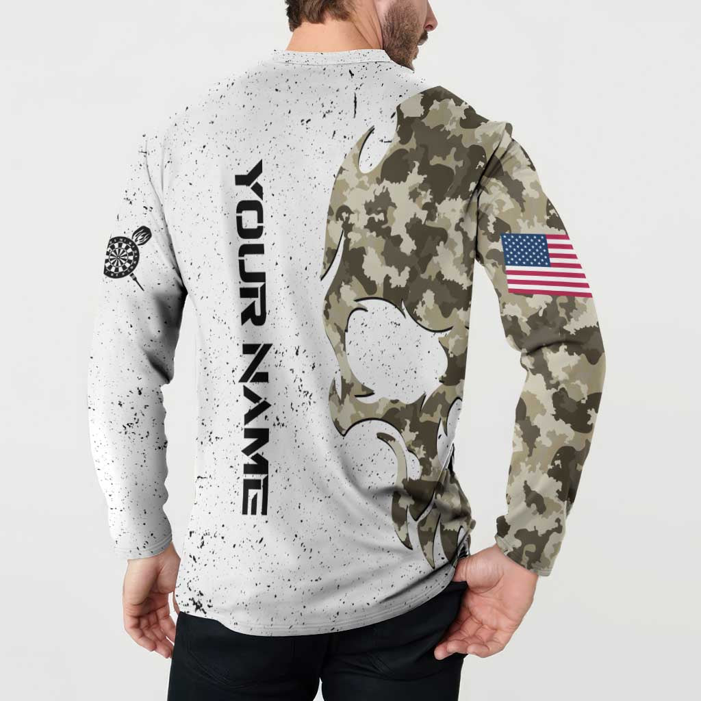 Personalized Camouflage Skull and American Flag Darts Button Sweatshirt - Wonder Print Shop