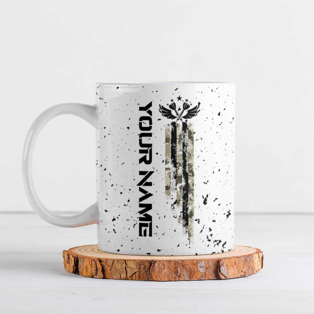 Personalized Camouflage Skull and American Flag Darts Ceramic Mug - Wonder Print Shop