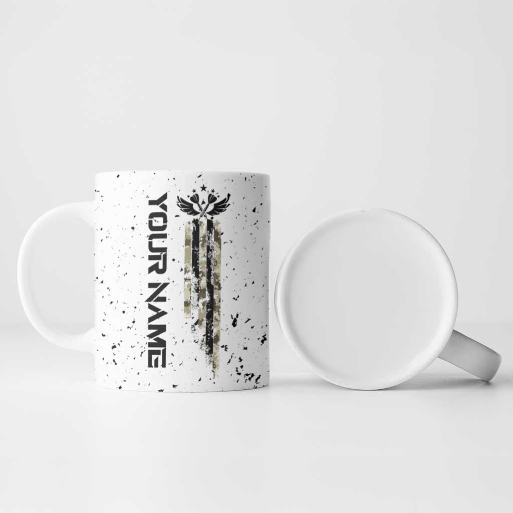 Personalized Camouflage Skull and American Flag Darts Ceramic Mug - Wonder Print Shop