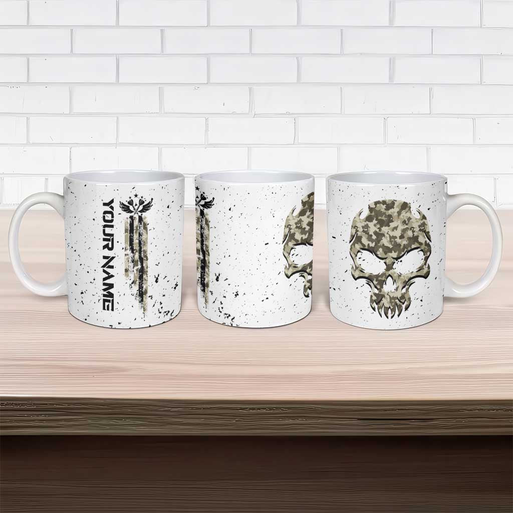 Personalized Camouflage Skull and American Flag Darts Ceramic Mug - Wonder Print Shop