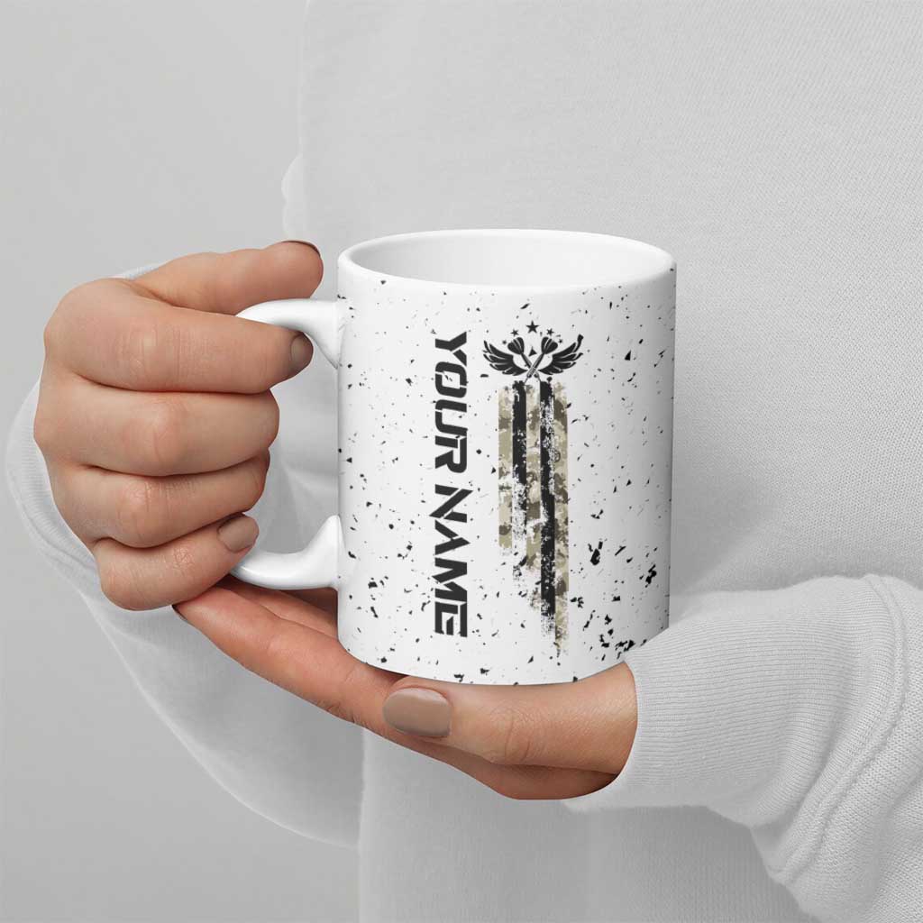 Personalized Camouflage Skull and American Flag Darts Ceramic Mug - Wonder Print Shop