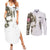 Personalized Camouflage Skull and American Flag Darts Couples Matching Summer Maxi Dress and Long Sleeve Button Shirt - Wonder Print Shop