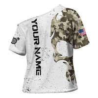 Personalized Camouflage Skull and American Flag Darts Cross Shoulder Shirt - Wonder Print Shop