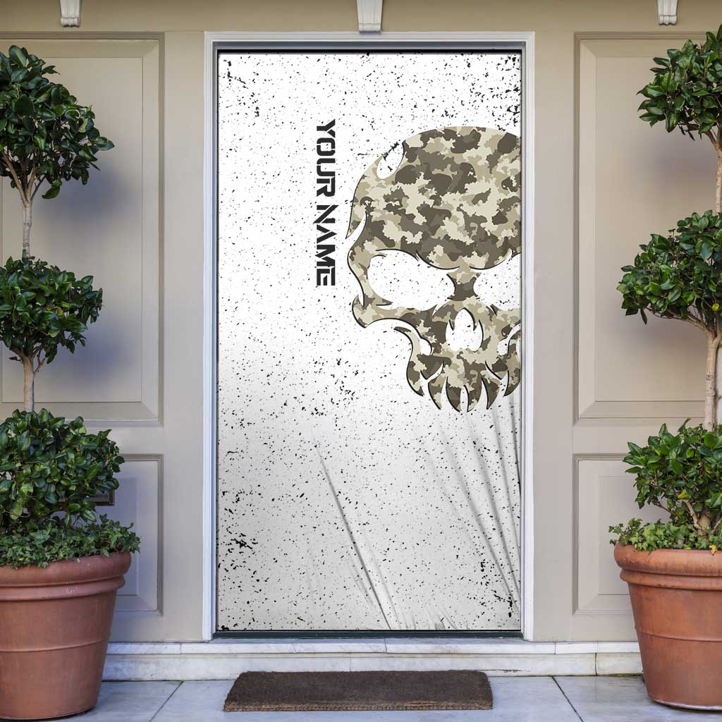 Personalized Camouflage Skull and American Flag Darts Door Cover - Wonder Print Shop