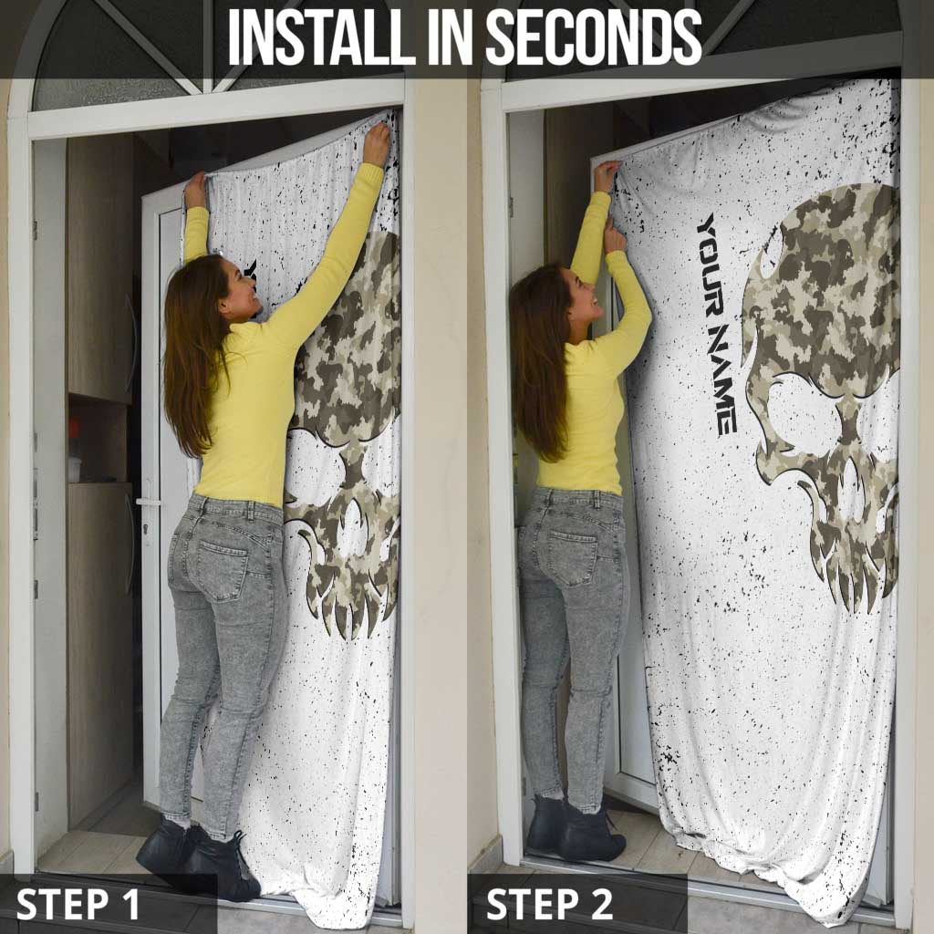 Personalized Camouflage Skull and American Flag Darts Door Cover - Wonder Print Shop