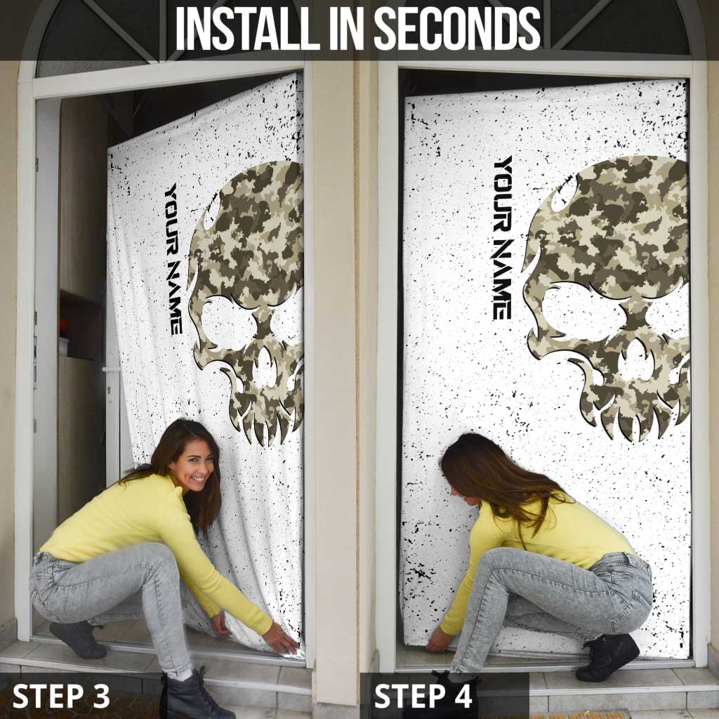 Personalized Camouflage Skull and American Flag Darts Door Cover - Wonder Print Shop