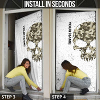 Personalized Camouflage Skull and American Flag Darts Door Cover - Wonder Print Shop