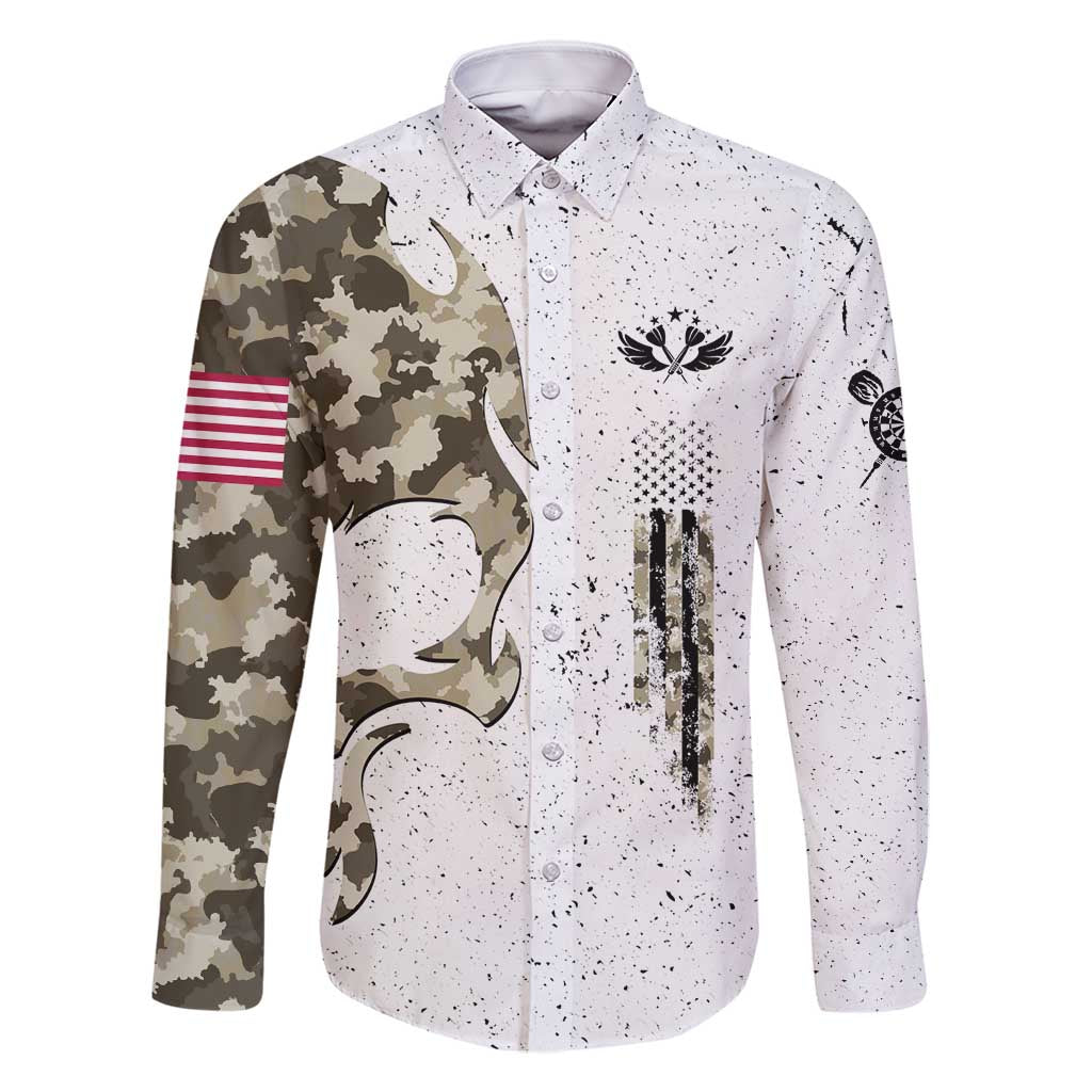 Personalized Camouflage Skull and American Flag Darts Family Matching Long Sleeve Bodycon Dress and Hawaiian Shirt - Wonder Print Shop