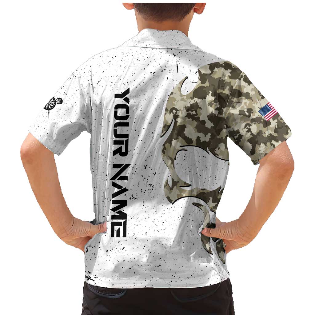 Personalized Camouflage Skull and American Flag Darts Family Matching Mermaid Dress and Hawaiian Shirt - Wonder Print Shop