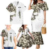 Personalized Camouflage Skull and American Flag Darts Family Matching Mermaid Dress and Hawaiian Shirt - Wonder Print Shop