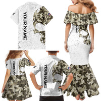 Personalized Camouflage Skull and American Flag Darts Family Matching Mermaid Dress and Hawaiian Shirt - Wonder Print Shop