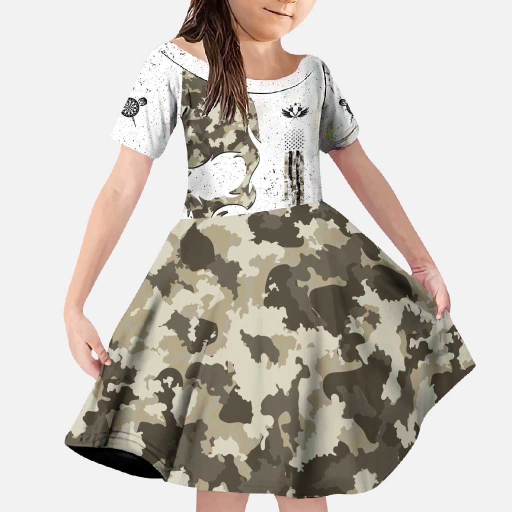 Personalized Camouflage Skull and American Flag Darts Family Matching Off Shoulder Maxi Dress and Hawaiian Shirt - Wonder Print Shop