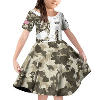 Personalized Camouflage Skull and American Flag Darts Family Matching Off Shoulder Short Dress and Hawaiian Shirt - Wonder Print Shop