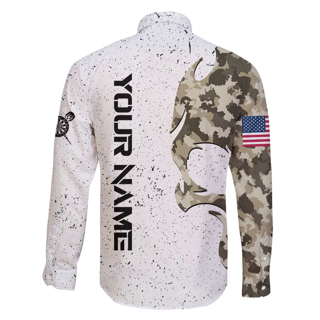 Personalized Camouflage Skull and American Flag Darts Family Matching Off Shoulder Short Dress and Hawaiian Shirt - Wonder Print Shop