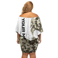 Personalized Camouflage Skull and American Flag Darts Family Matching Off Shoulder Short Dress and Hawaiian Shirt - Wonder Print Shop