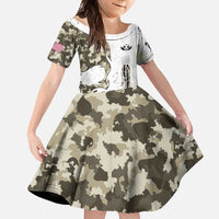 Personalized Camouflage Skull and American Flag Darts Family Matching Short Sleeve Bodycon Dress and Hawaiian Shirt - Wonder Print Shop