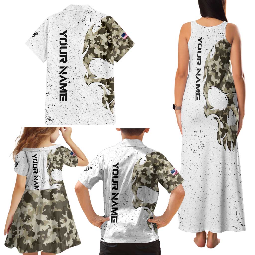 Personalized Camouflage Skull and American Flag Darts Family Matching Tank Maxi Dress and Hawaiian Shirt - Wonder Print Shop
