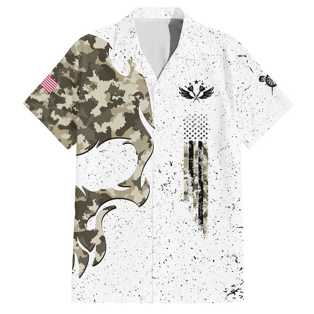 Personalized Camouflage Skull and American Flag Darts Hawaiian Shirt - Wonder Print Shop
