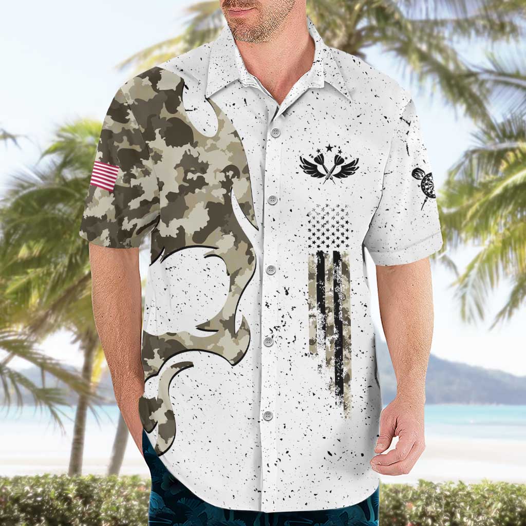 Personalized Camouflage Skull and American Flag Darts Hawaiian Shirt - Wonder Print Shop