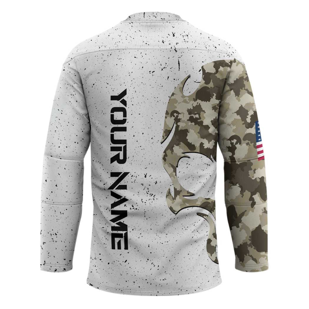 Personalized Camouflage Skull and American Flag Darts Hockey Jersey - Wonder Print Shop