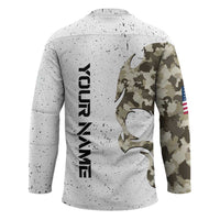 Personalized Camouflage Skull and American Flag Darts Hockey Jersey - Wonder Print Shop