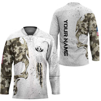 Personalized Camouflage Skull and American Flag Darts Hockey Jersey - Wonder Print Shop