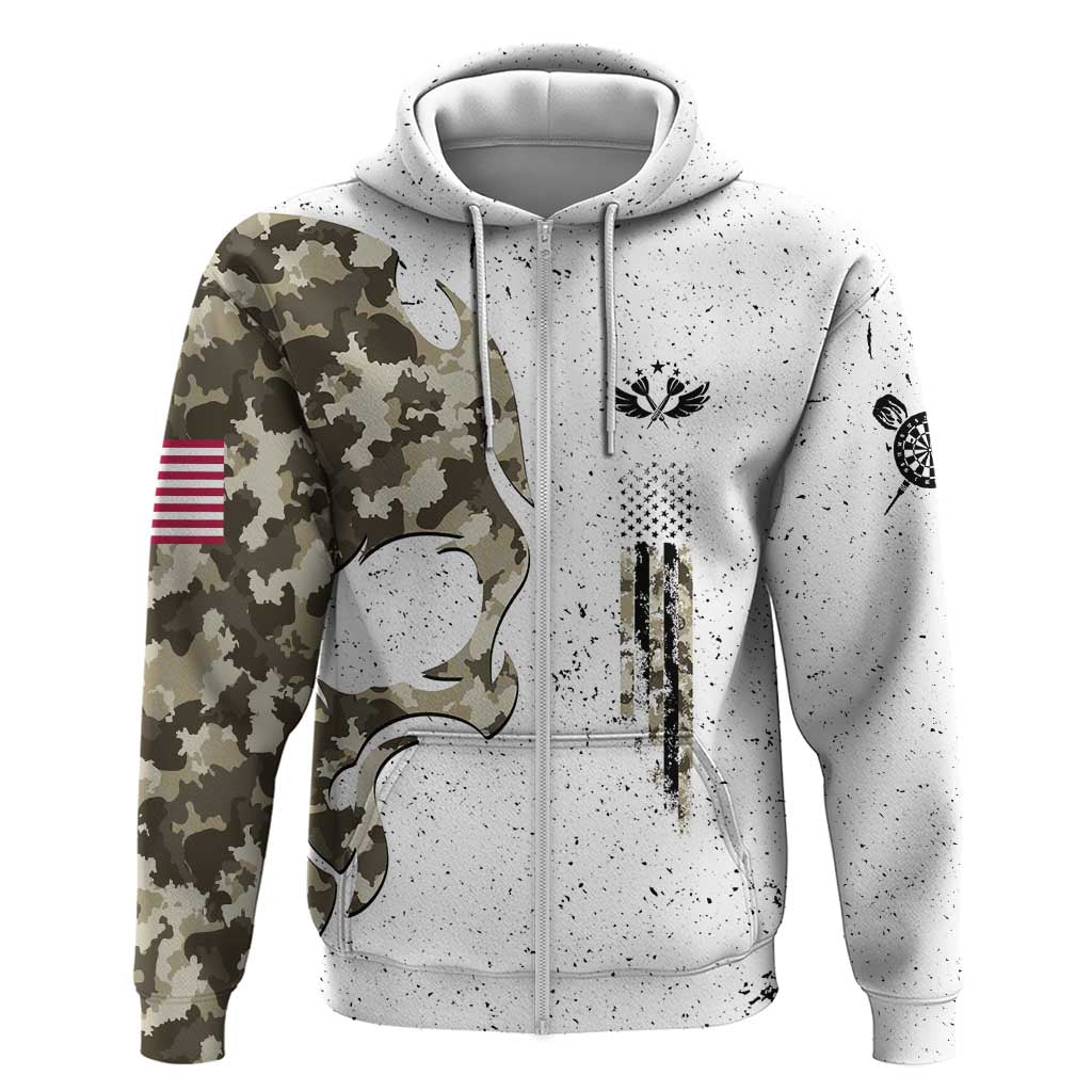 Personalized Camouflage Skull and American Flag Darts Hoodie - Wonder Print Shop